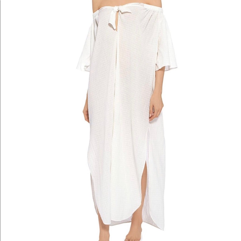 White Kamala Off-the-shoulder Sheer Cover Up